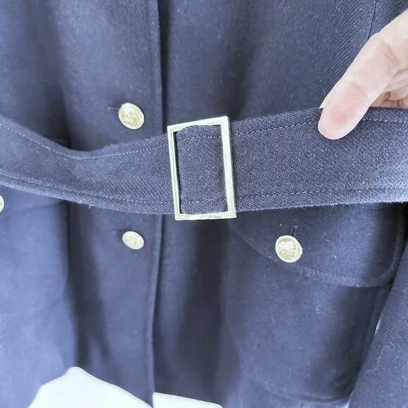 Talbots Navy Wool Blend Belted Timeless Classic Blazer Jacket - Picture 5 of 12